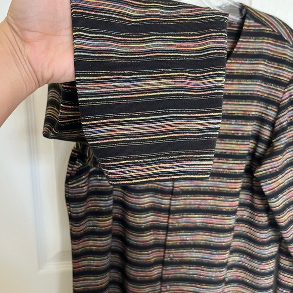 CHICOS DESIGN Striped Long Sleeve Button down Y2K Black Button Down Top | size 2 - Picture 7 of 10